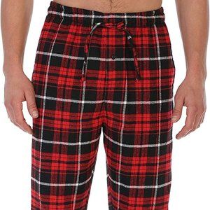 Gioberti Mens Yarn Dye Brushed Flannel Pajama Pants, Elastic Waist, Red, Large